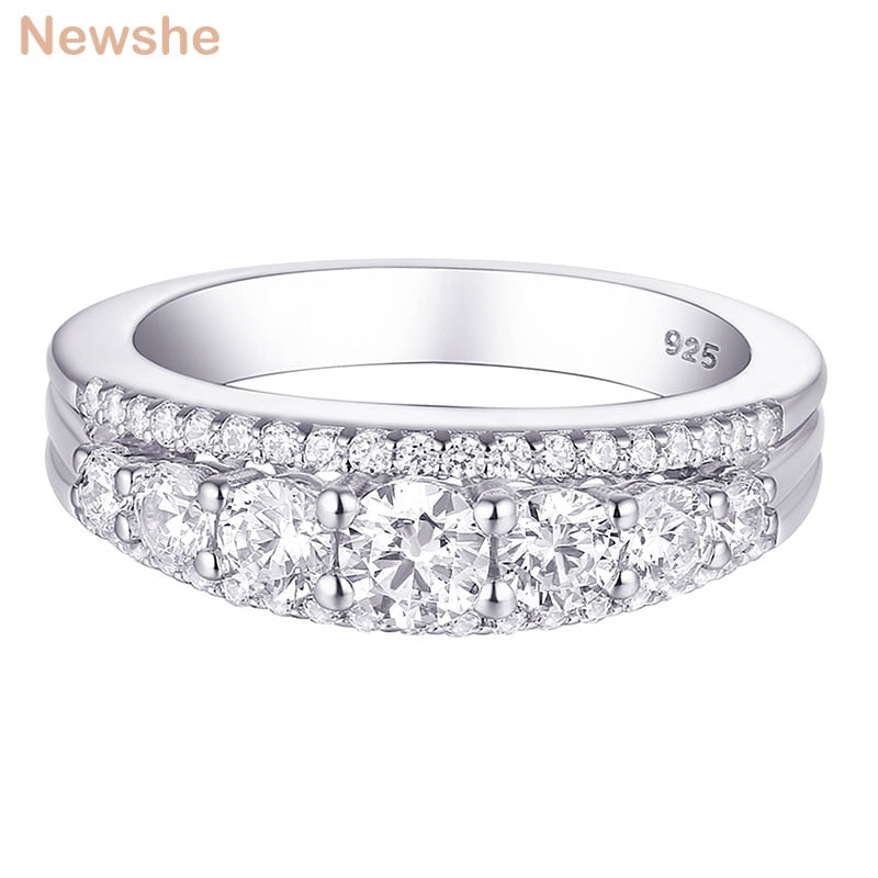 Newshe Eternity Ring Wedding Band for Women 925 Sterling Silver 1.13ct Round White AAAAA Cz Size 4-13 - bertofonsi