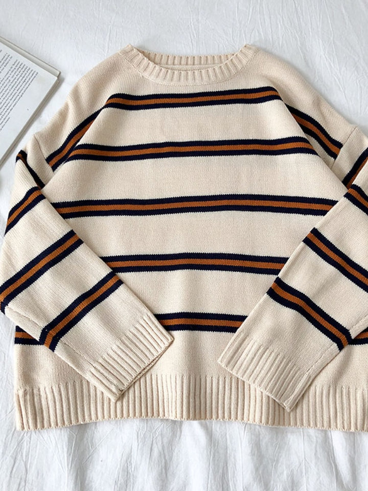 Vintage Stripe Sweaters Women Loose Oversize Korean Style Pullover Top Autumn Winter Long Sleeve  Knitted Sweater Femme 2020 - bertofonsi
