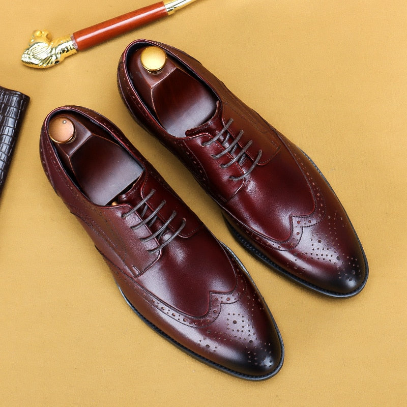 Desai 2022 New Men Dress Handmade Shoes Genuine Leather Male Oxford Italian Classic Vintage Lace-up Men&#39;s Brogue Shoes Oxford - bertofonsi