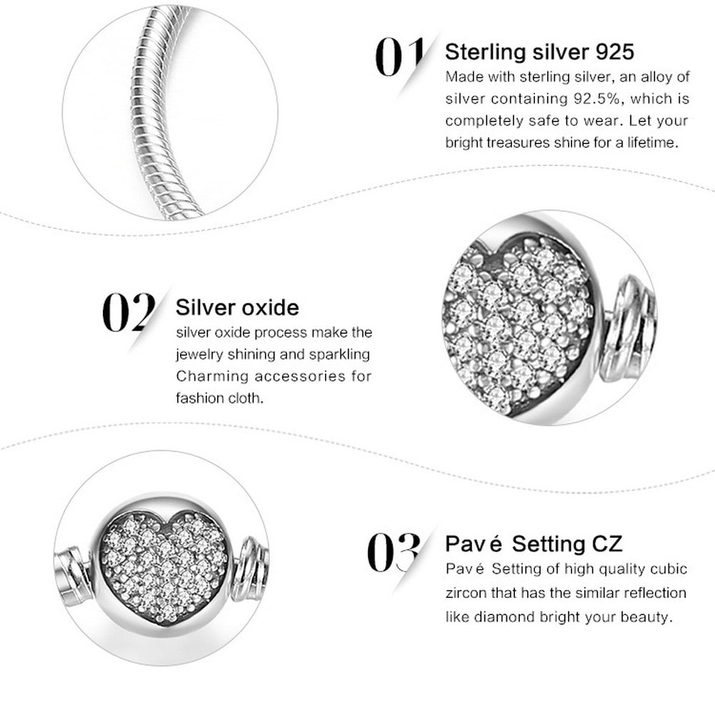 Bamoer Authentic 100% 925 Sterling Silver Classic Snake Chain Bangle &amp; Bracelet for Women Pave Setting CZ Fine Jewelry PAS916 - bertofonsi