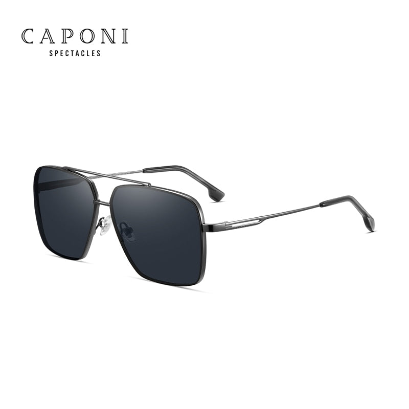 CAPONI Nylon Polarized Sunglasses For Men Square Driving Fashionable Alloy Shades Anti-Glare UV400 Protection Sun Glasses CP1325 - bertofonsi