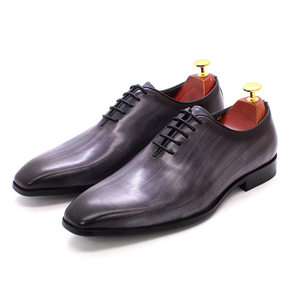 European Luxury Mens Oxford Dress Shoes Genuine Leather Whole Cut Handmade Mens Shoes Lace Up Business Office Formal Shoes Men - bertofonsi