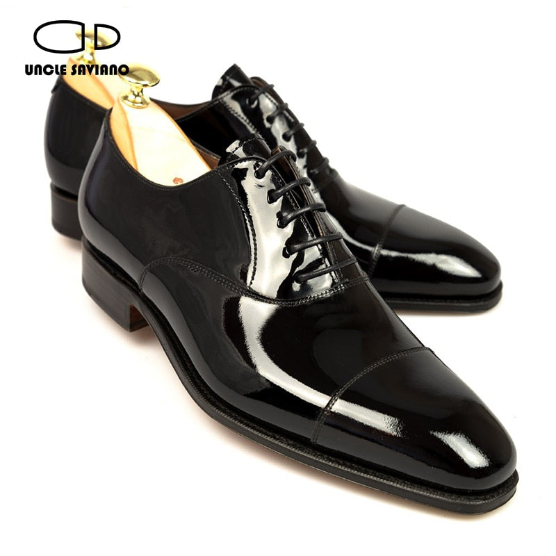 Uncle Saviano Oxford Shoes for Men Dress Luxury Formal Black Designer Patent Leather Office Business Men Shoes High Quality - bertofonsi