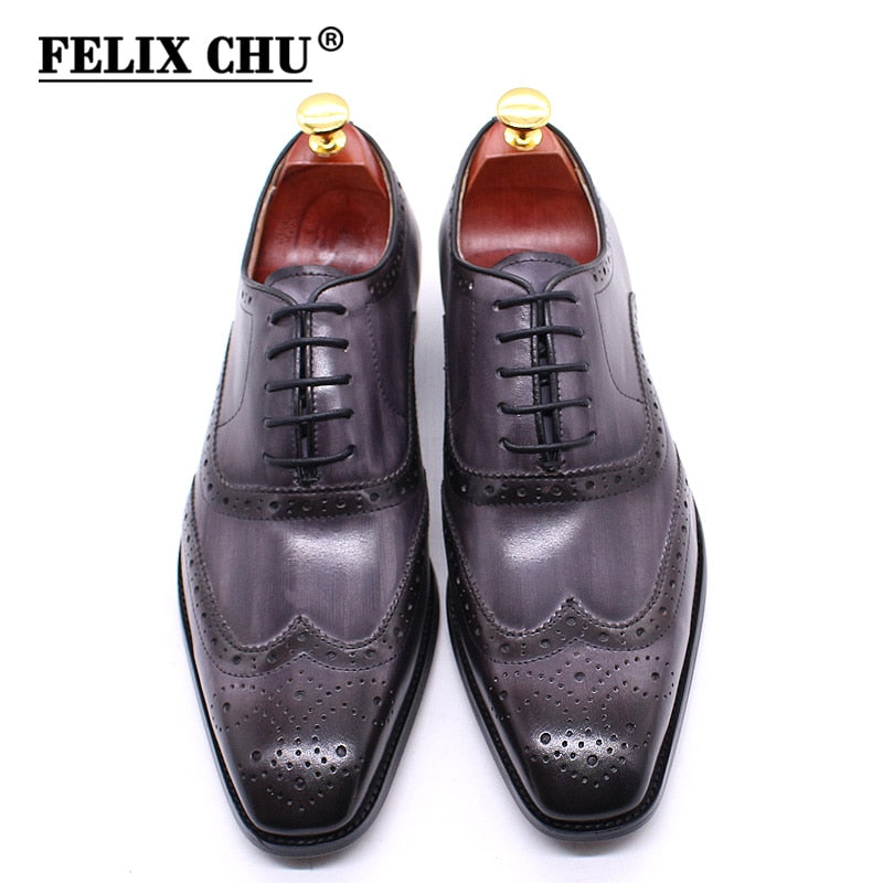 Big Size 6-13 Luxury Men Dress Shoes Genuine Calf Leather Oxford Shoes for Men Wingtip Brogue Comfortable Mens Formal Shoes Male - bertofonsi