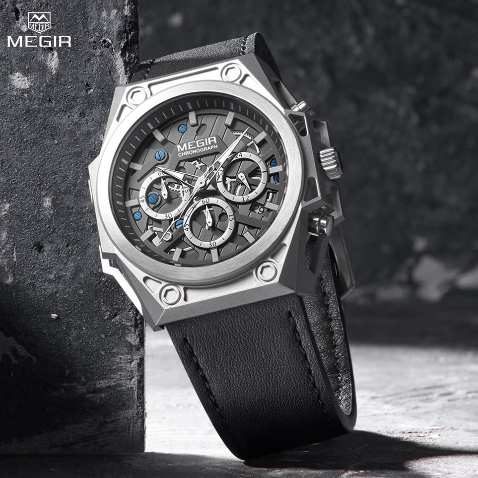 MEGIR Men's Watches Waterproof Sports Wristwatches Quartz Watch Chronograph Luminous Male Clock Calendar Relogio Masculino - bertofonsi