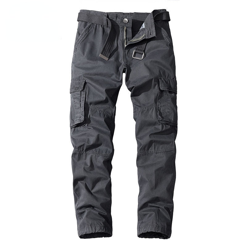 Men&#39;s Military Trousers Casual Cotton Solid Color Cargo Pants Men Outdoor Trekking Traveling Trousers Multi-Pockets Work Pants - bertofonsi