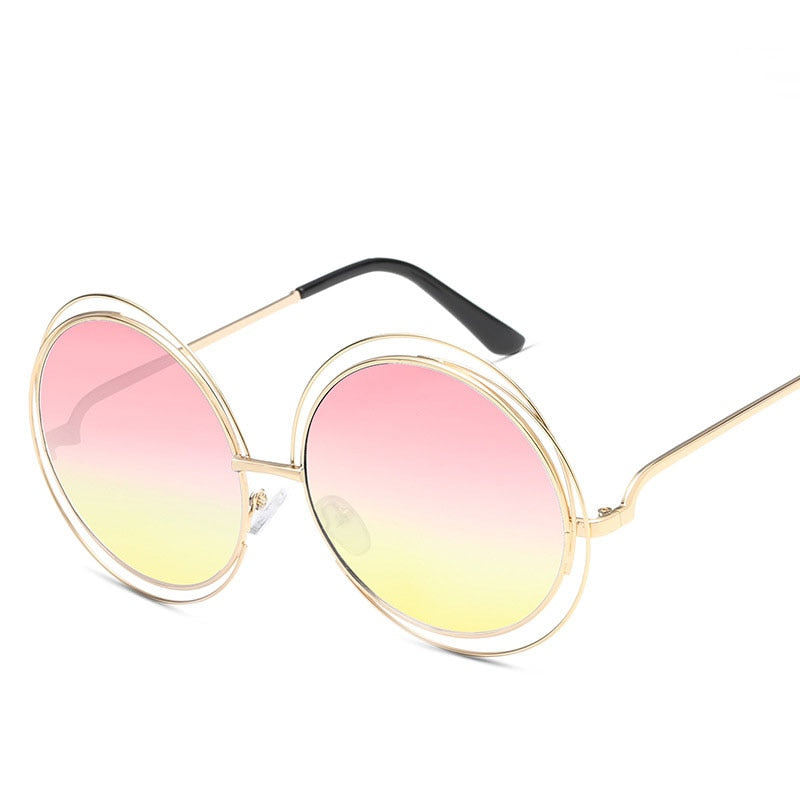 Luxury Round Sunglasses Women Brand Designer 2022 Vintage Retro Oversized Sunglass Female Sun Glasses For Women Sunglass Mirror - bertofonsi