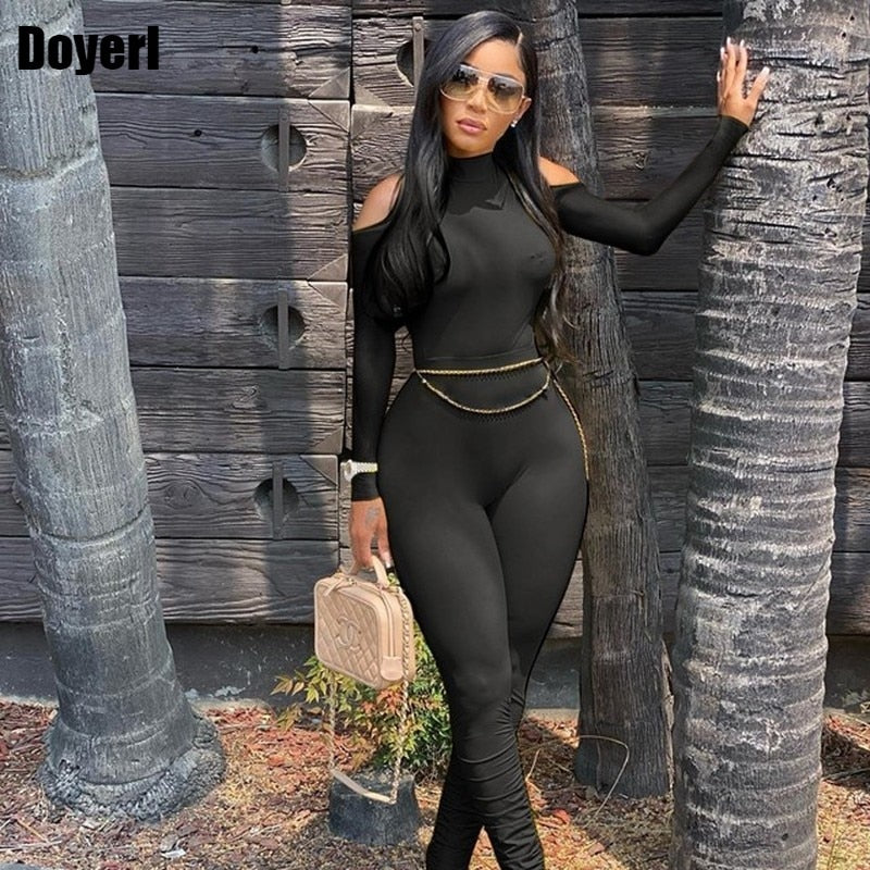 Bandage Bodycon Jumpsuit Long Sleeve Stacked One Piece Jumpsuit Women Fall Clothing 2022 Overalls Party Sexy Jumpsuit Clubwear - bertofonsi