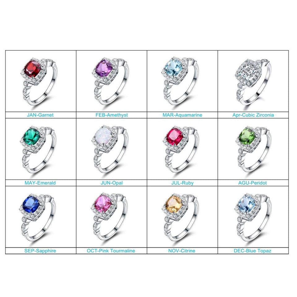 UMCHO  Real S925 Sterling Silver Rings for Women Blue Topaz Ring Gemstone Aquamarine Cushion  Romantic Gift Engagement Jewelry - bertofonsi