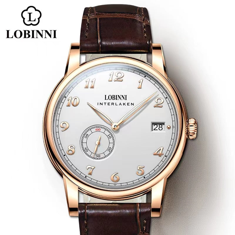 Lobinni Switzerland Luxury Brand 2021 New Products Mens Watch Mini Rotor Movement Watch Super Thin Automatic Mechanical Watch - bertofonsi