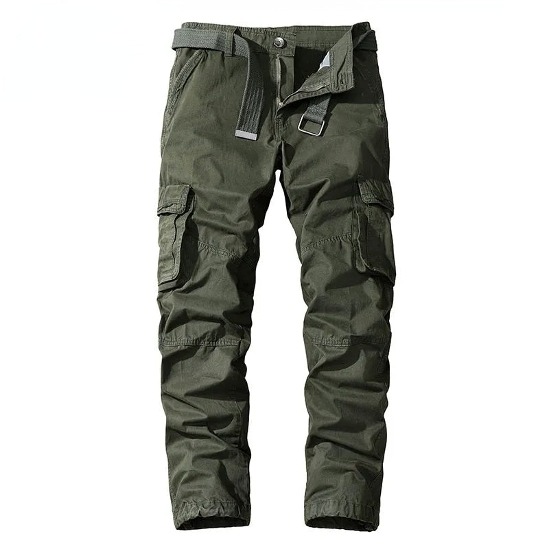 Men&#39;s Military Trousers Casual Cotton Solid Color Cargo Pants Men Outdoor Trekking Traveling Trousers Multi-Pockets Work Pants - bertofonsi