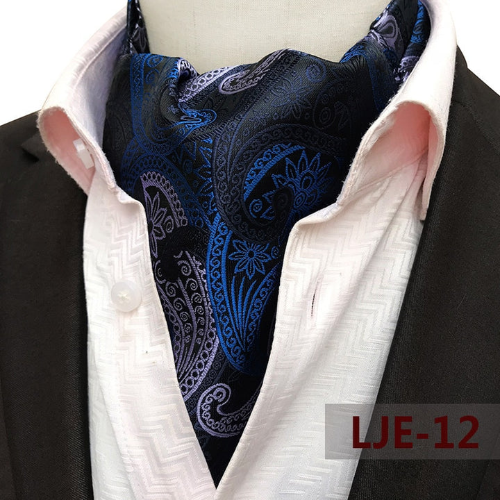 Ascot Tie Mens Paisley Jacquard Cravat Neck Scarf British Style Suit Shirt Accessori For Men Necktie Trendy Business Ascot Scarf - bertofonsi