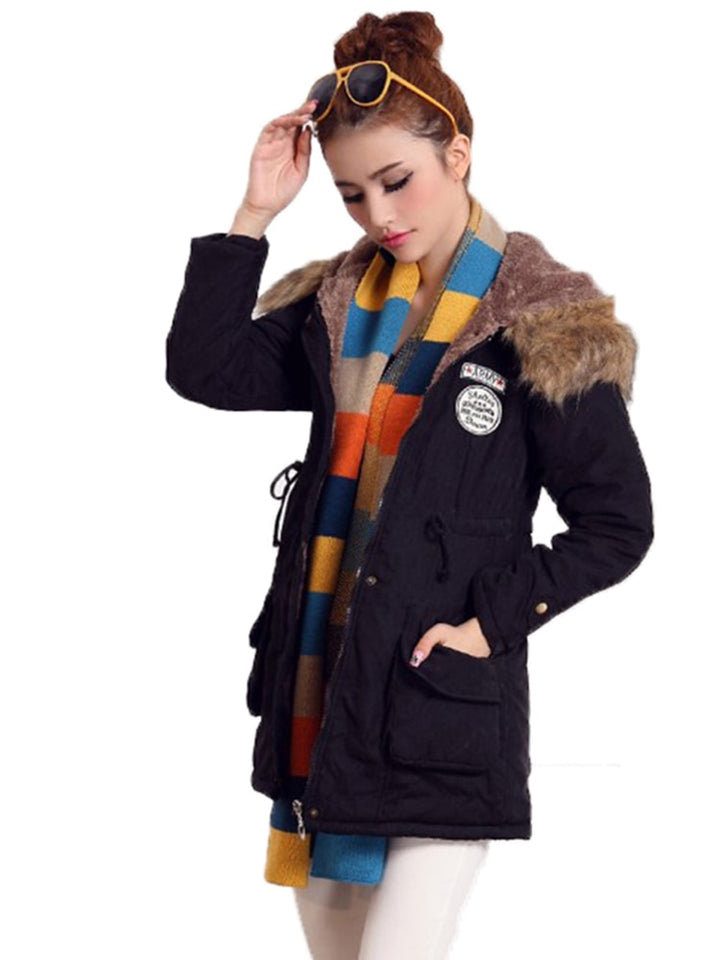 Fitaylor New Winter Women Jacket Medium-long Thicken Outwear Hooded Wadded Coat Slim Parka Cotton-padded Jacket Overcoat - bertofonsi