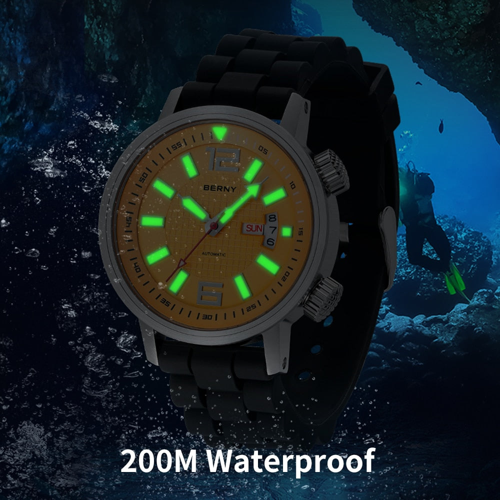 Miyota 8205 20ATM Diver Automatic Mechanical Watch Men Sport Luminous Sapphire Waterproof Wristwatch Swimming Self Winding Watch - bertofonsi