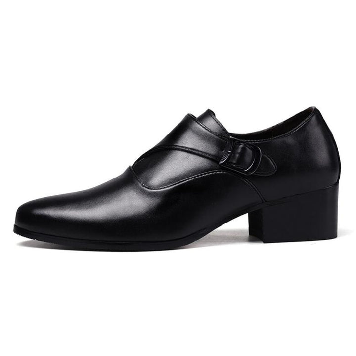 5CM/7CM Taller Men High Heels Pointed Toe Men's Business Dress Shoes Buckle Mens Office Oxfords Height Increasing Size 38-44 - bertofonsi