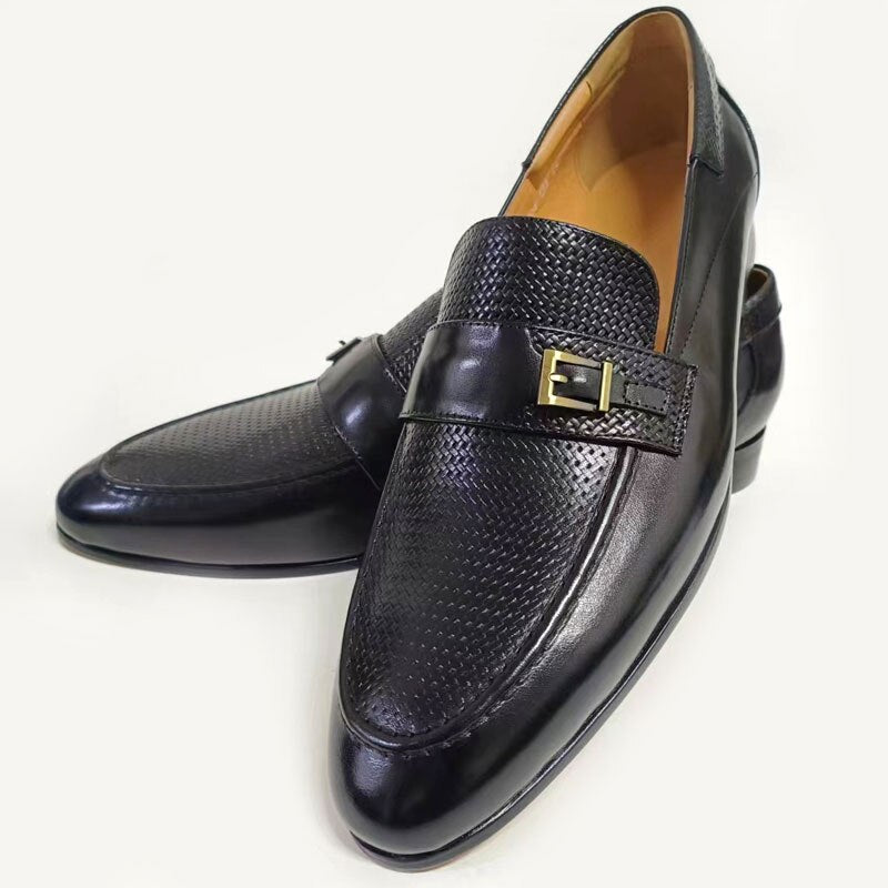 Formal Dress Shoes for Male British Buckle Retro Formal Loafers Classic Wedding Party Slip on Casual Daily EVA Driving Men Shoe - bertofonsi