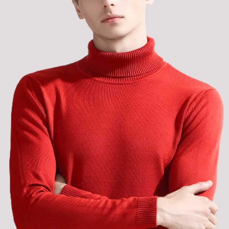 6-color Turtleneck Sweater Male Autumn and Winter New Style Fashion Casual Slim Fit Solid Color Warmth Pullover Male Brand - bertofonsi