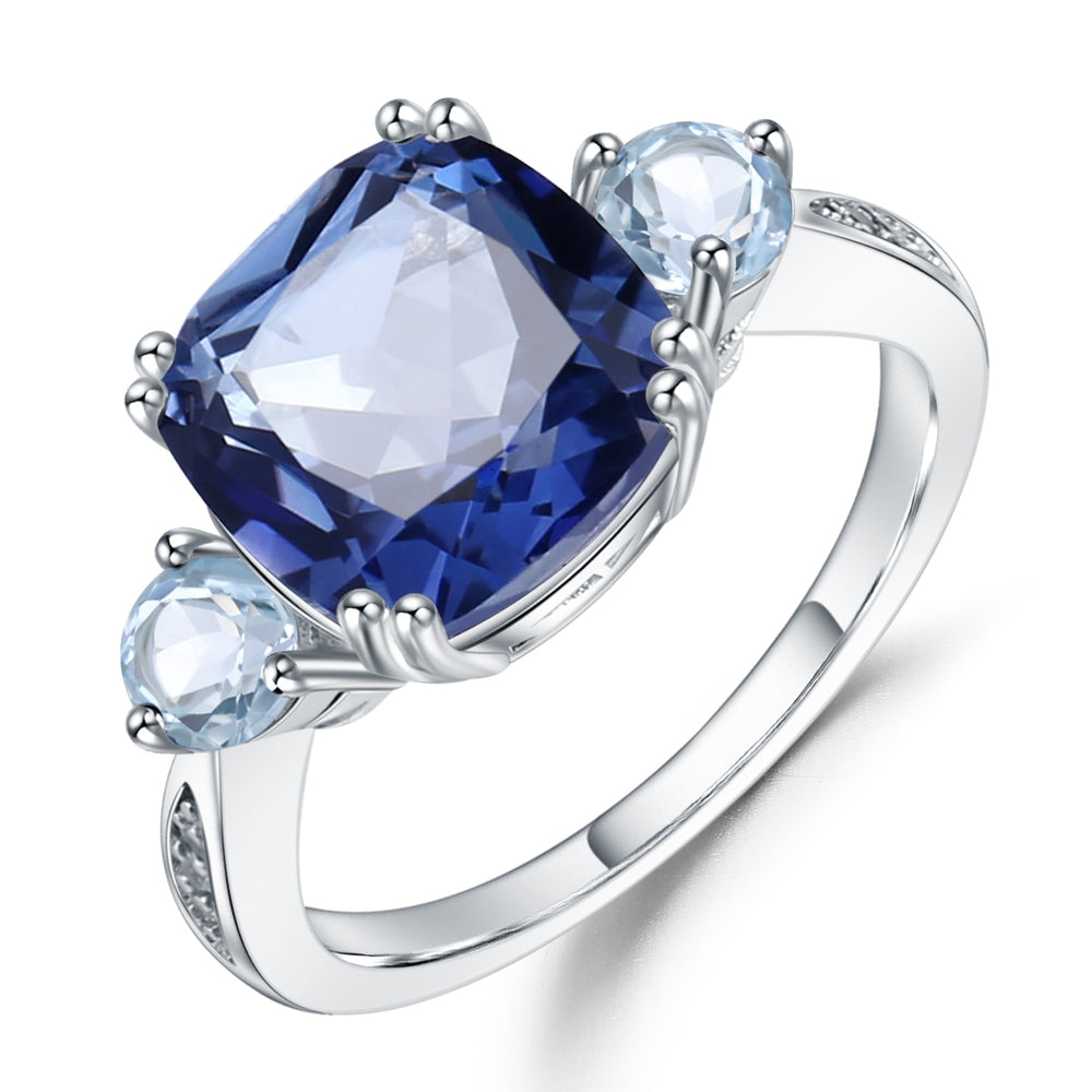 Gem's Ballet 5.22Ct Iolite Blue Mystic Quartz Sky Blue Topaz Rings  AU750 585 14K 10K 18K Gold 925 Silver Ring Jewelry For Women - bertofonsi