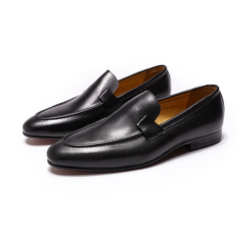 Men Loafers Genuine Leather Dress Shoes - bertofonsi