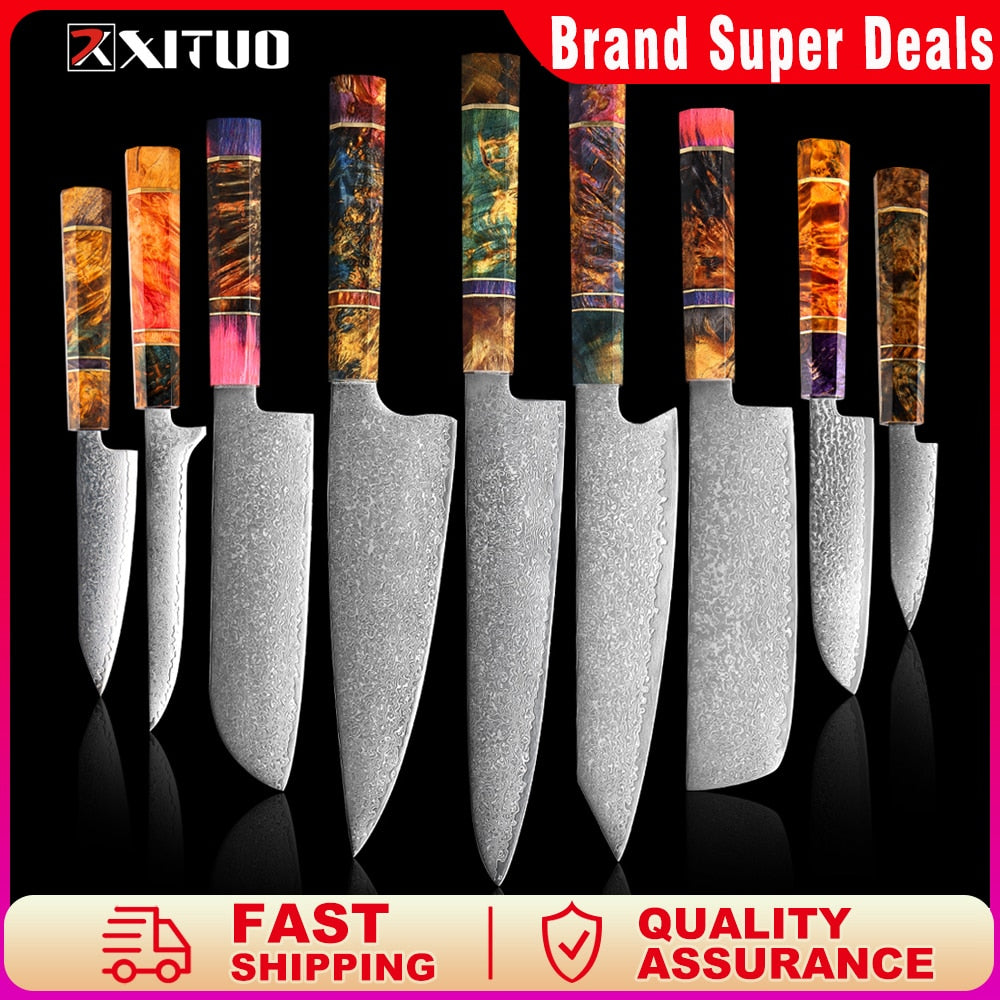 XITUO Chef&#39;s Nakiri Knife 67 Layers Japanese Damascus Steel Damascus Chef Knife 8 Inch Damascus Kitchen Knife Solidified Wood HD - bertofonsi