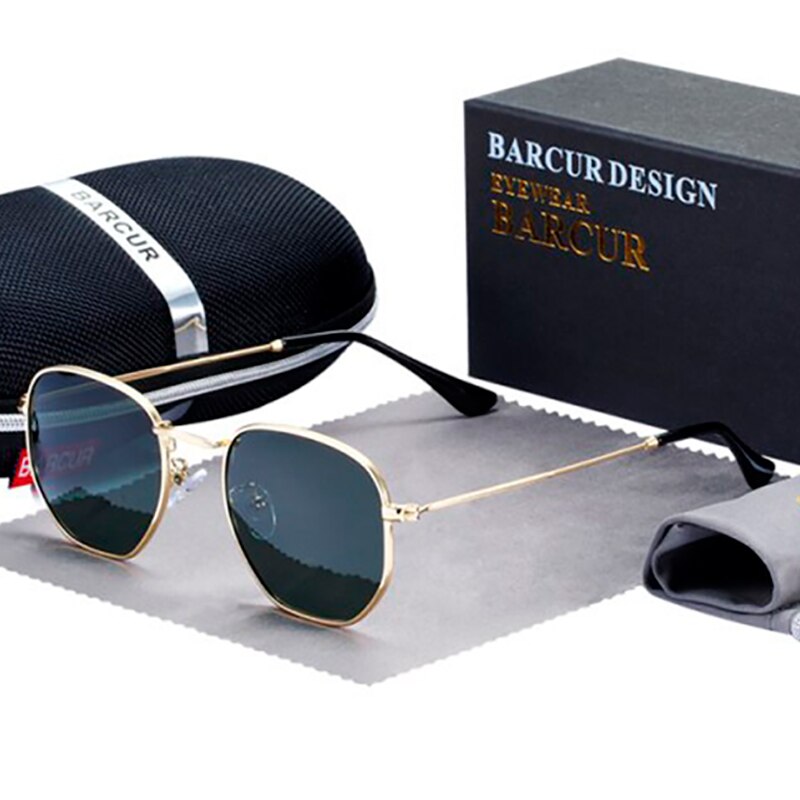 BARCUR Retro Reflective Sunglasses Classic Man Minimalist Stainlesss Steel Frame Eyewear Sun Glasses Women Oculos De Sol - bertofonsi