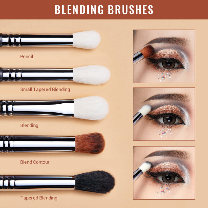 Jessup T131 set 19 pcs Makeup Brushes Set Cosmetic tools Beauty Make up Brush Eyeliner Concealer Lip Pencil Black - bertofonsi