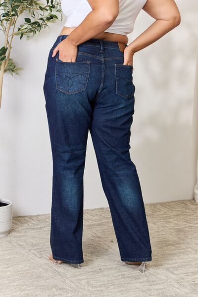 Judy Blue Full Size Button-Fly Straight Jeans - bertofonsi