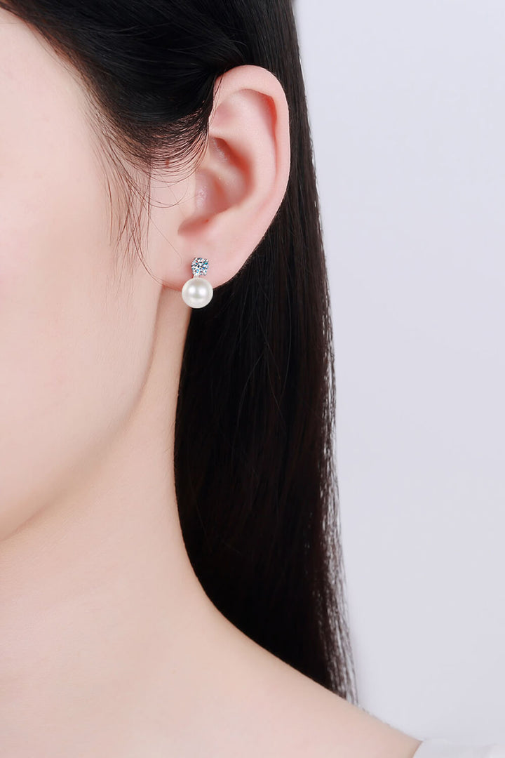 Moissanite Pearl Stud Earrings - bertofonsi
