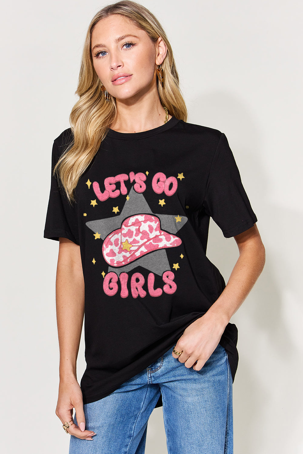 Simply Love Full Size LET'S GO GIRLS Round Neck Short Sleeve T-Shirt - bertofonsi