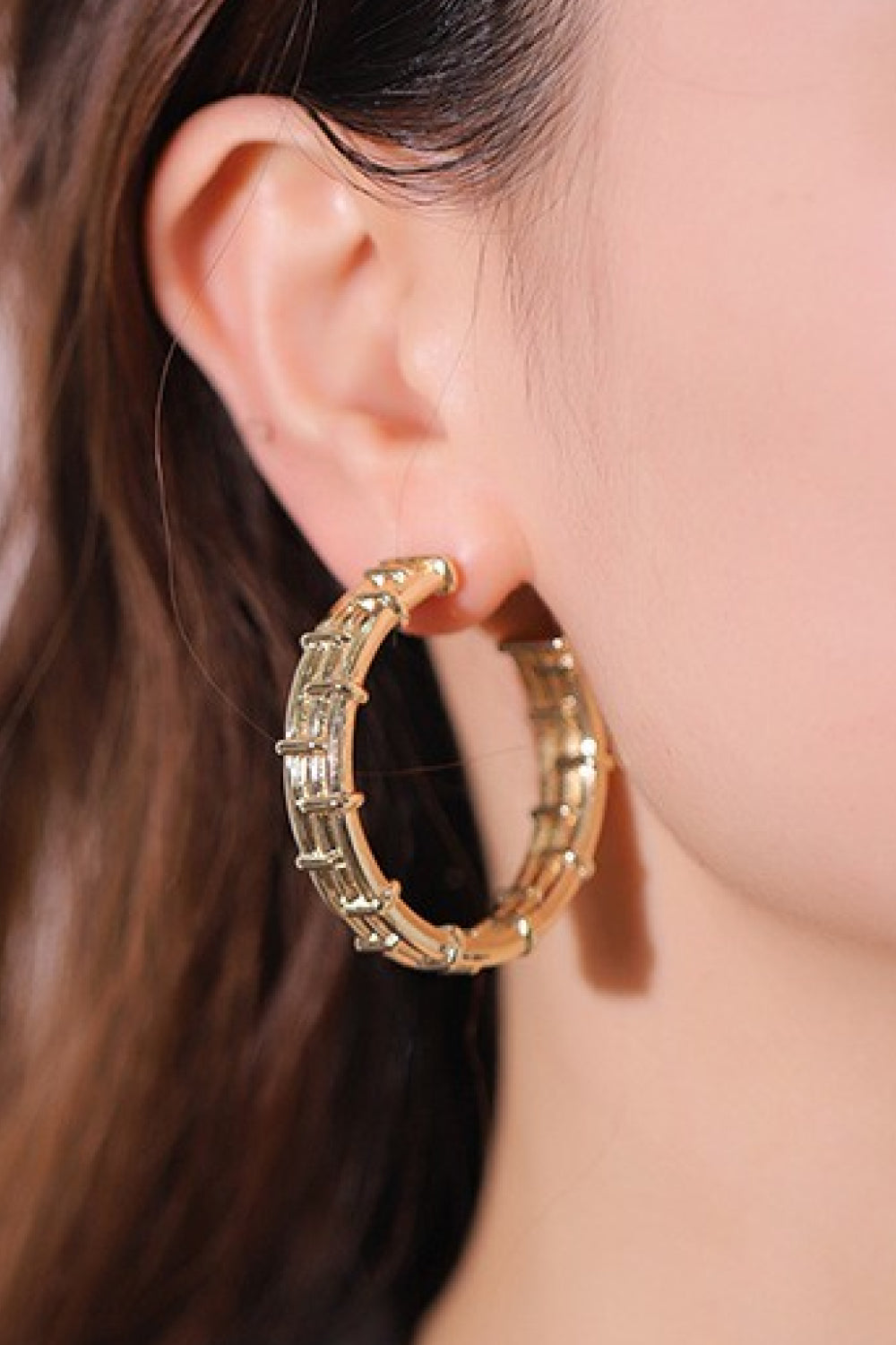 18K Gold-Plated Alloy C-Hoop Earrings - bertofonsi