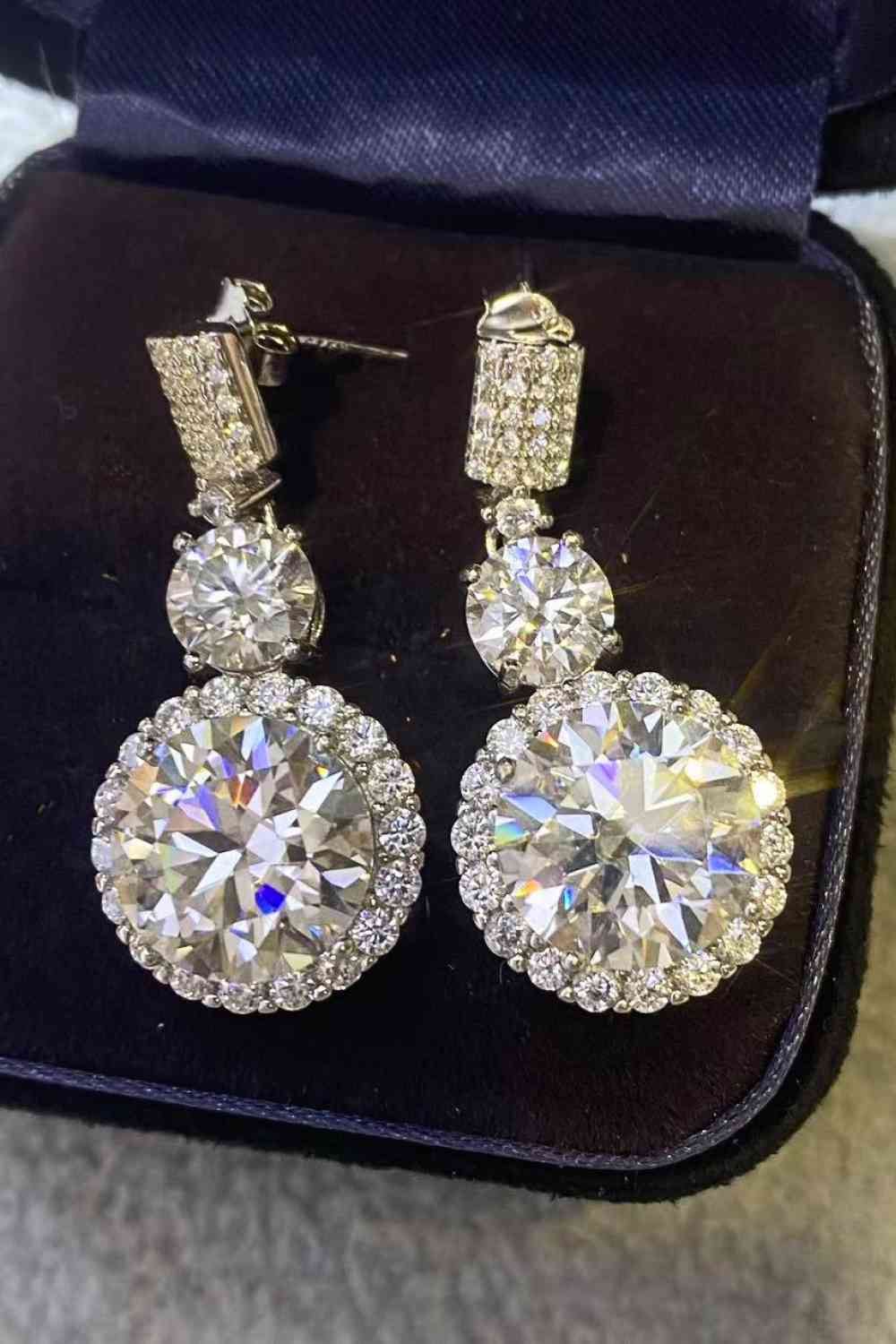 12 Carat Moissanite Platinum-Plated Drop Earrings - bertofonsi