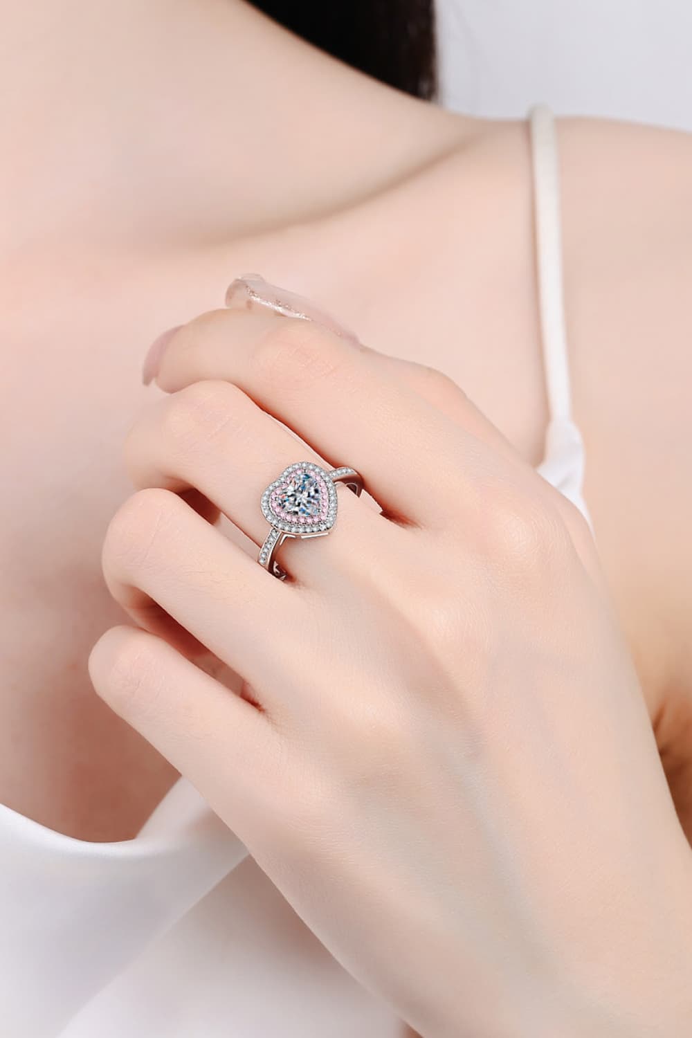 1 Carat Moissanite Heart 925 Sterling Silver Ring - bertofonsi