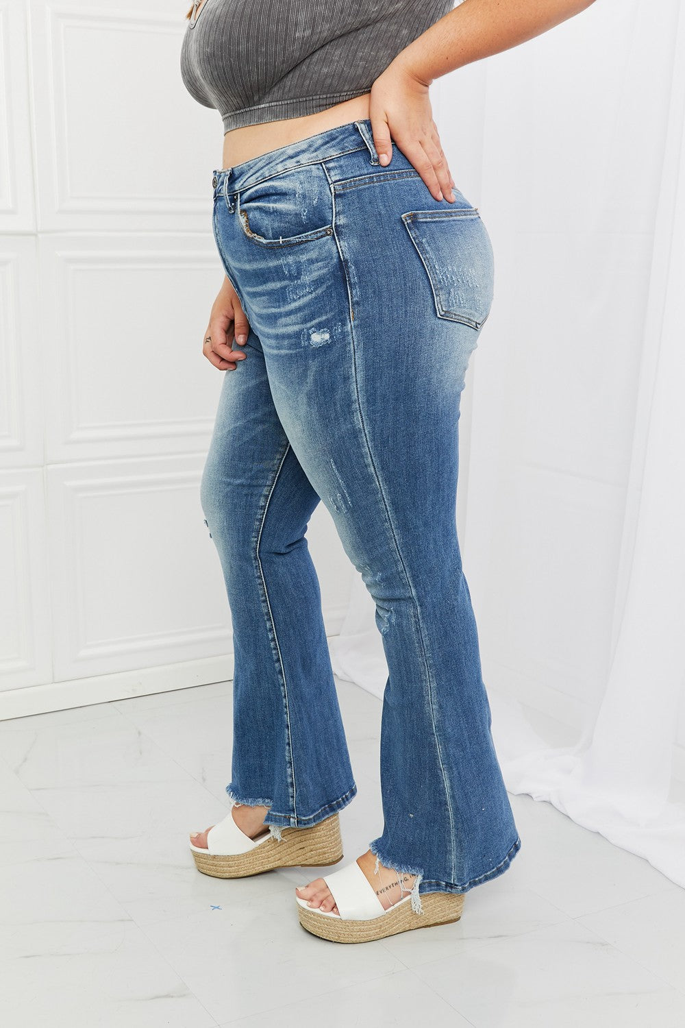 RISEN Full Size Iris High Waisted Flare Jeans - bertofonsi