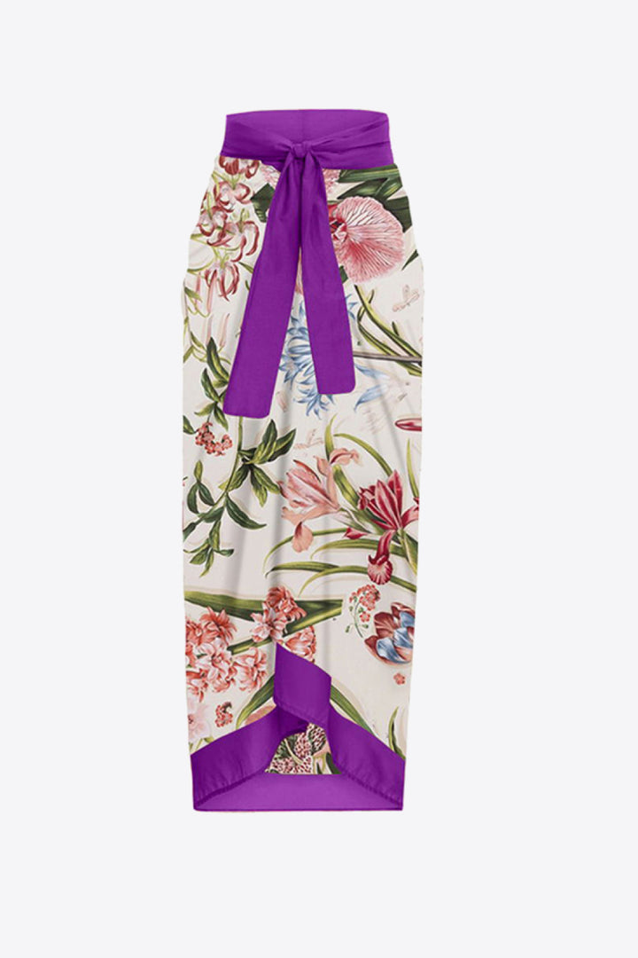 Floral Tie Shoulder Two-Piece Swim Set - bertofonsi