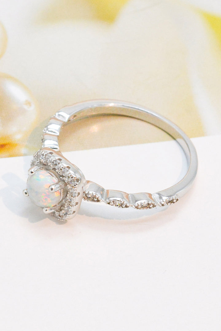 925 Sterling Silver Inlaid Opal Ring - bertofonsi