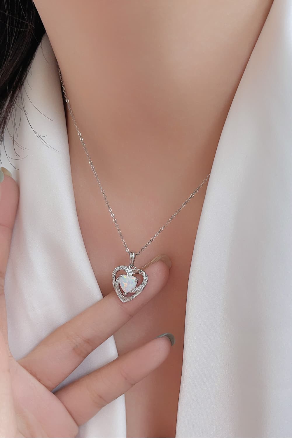 Opal Heart Pendant Necklace - bertofonsi
