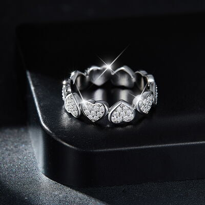 Moissanite 925 Sterling Silver Heart Shape Ring - bertofonsi