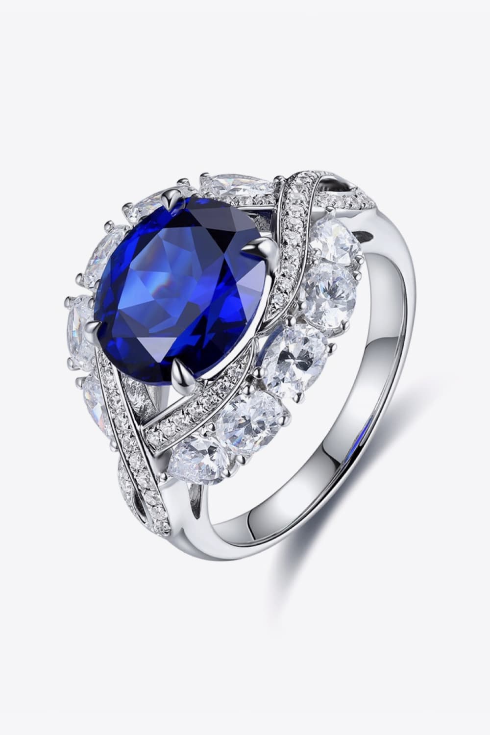 Platinum-Plated Lab-Grown Sapphire Ring - bertofonsi