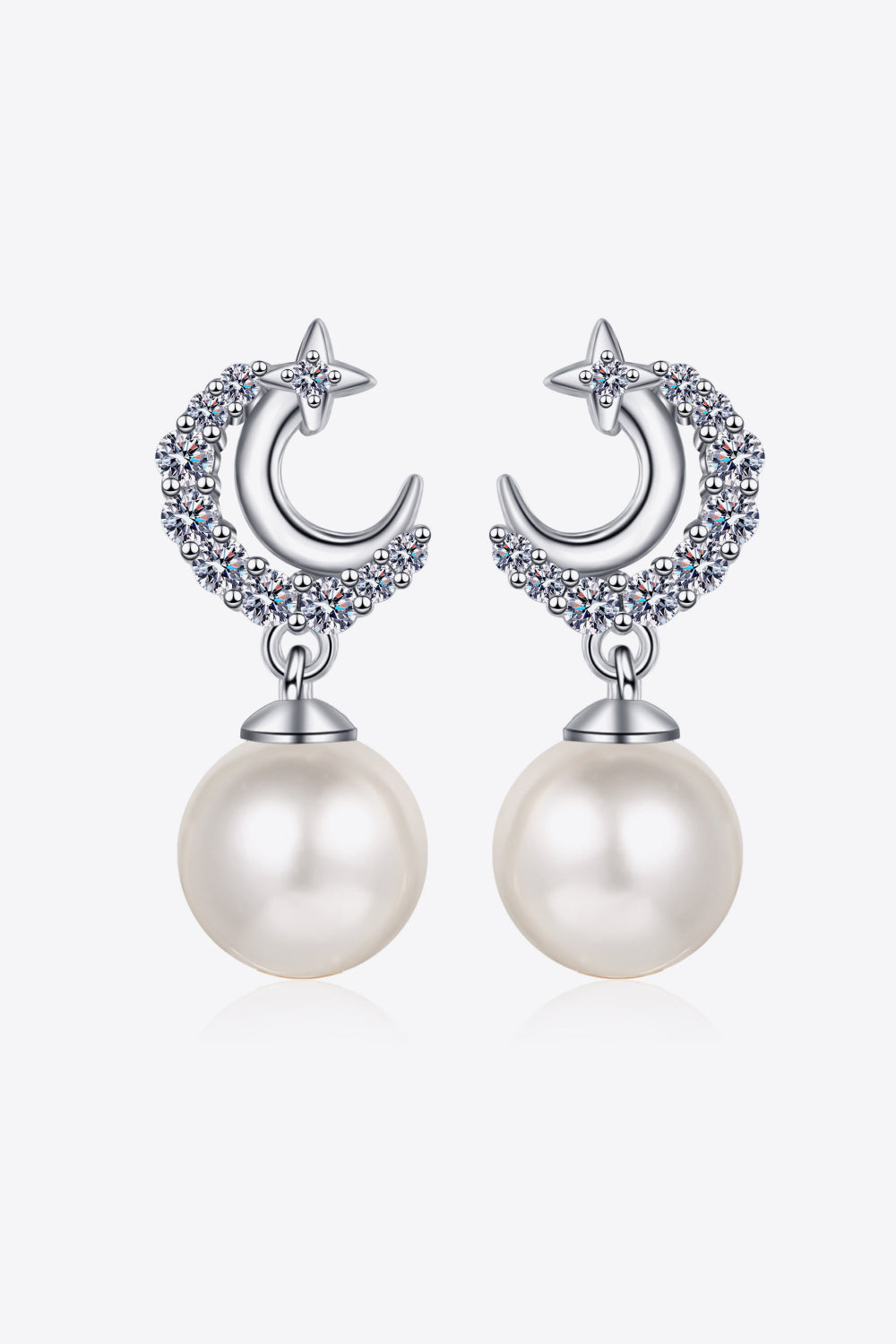 Moissanite Pearl Drop Earrings - bertofonsi