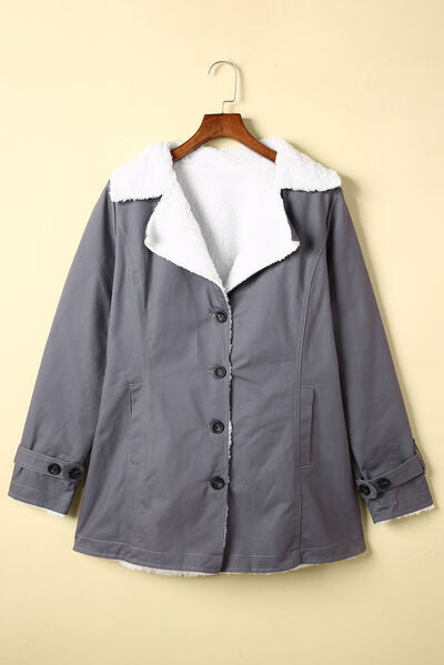 Pocketed Button Up Collared Neck Coat - bertofonsi