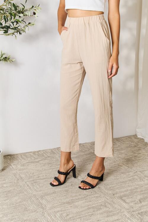 Double Take Pull-On Pants with Pockets - bertofonsi