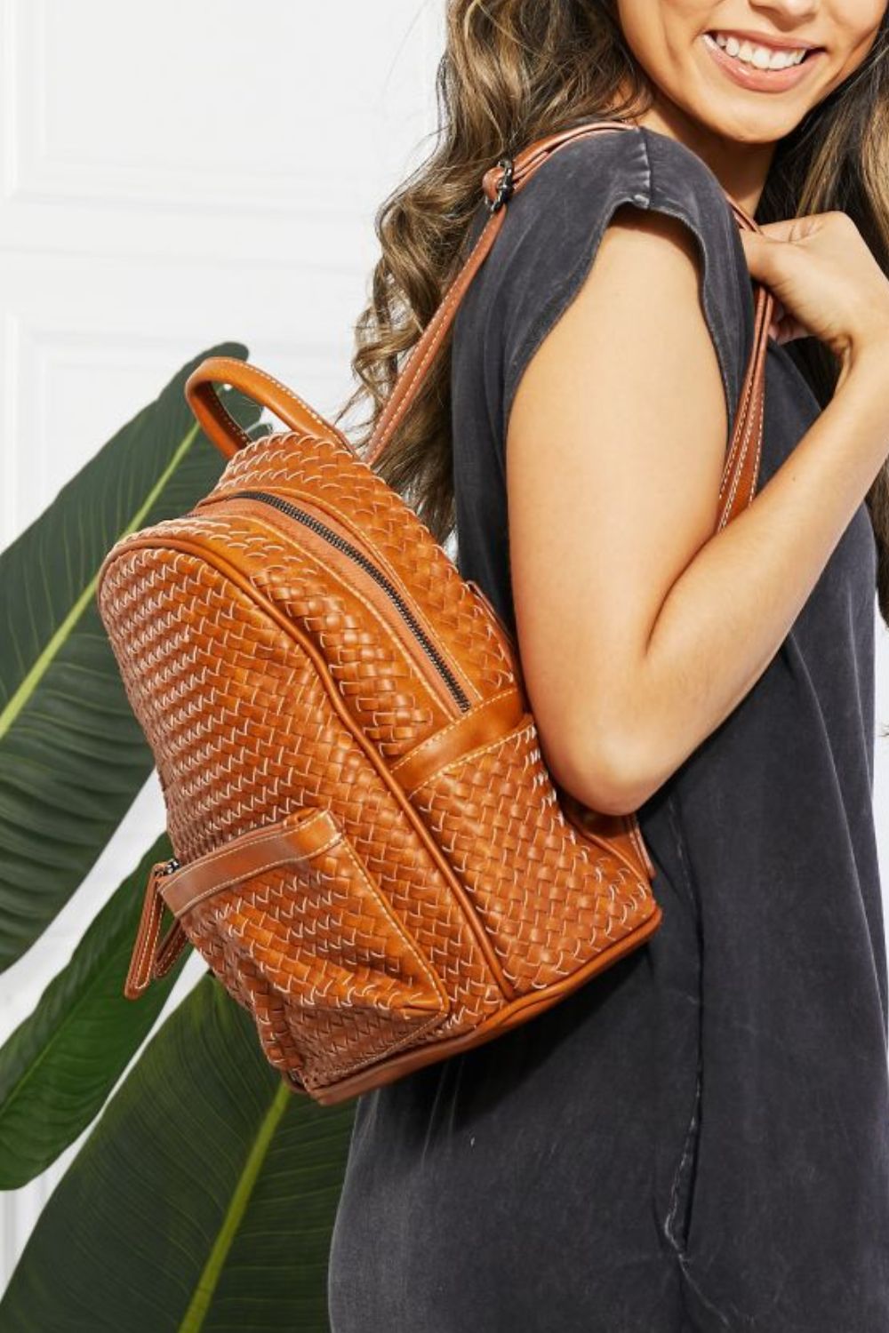 SHOMICO Certainly Chic Faux Leather Woven Backpack - bertofonsi