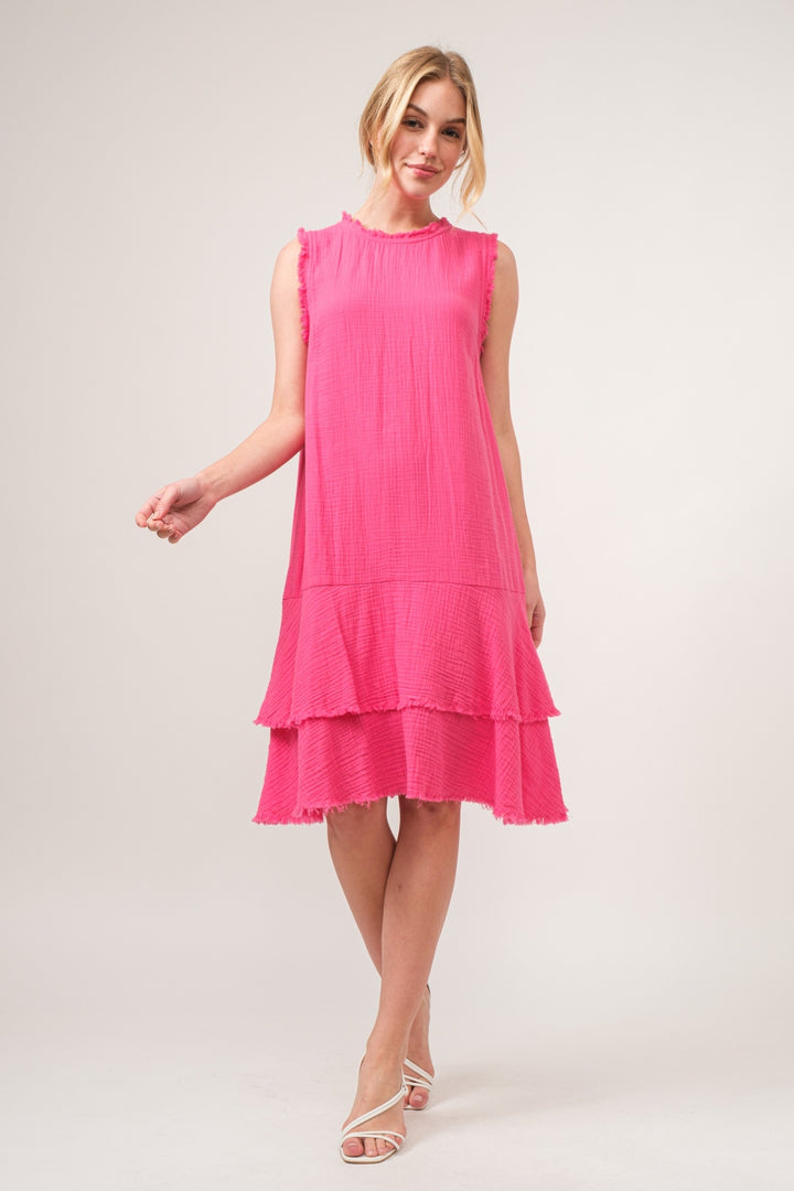And The Why Washed Fringe Detail Tiered Dress - bertofonsi