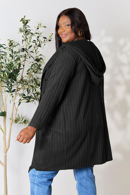Basic Bae Full Size Hooded Sweater Cardigan - bertofonsi