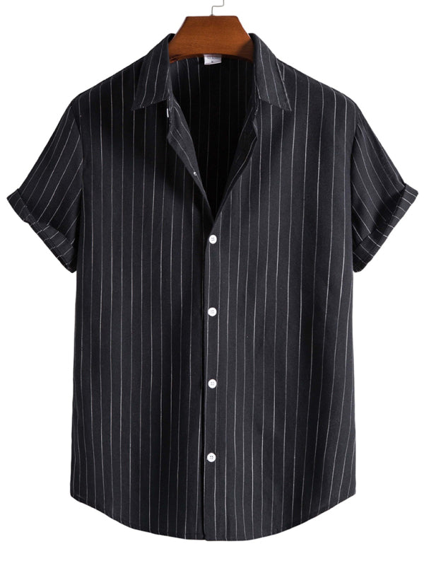 Men's Fashion Trend Casual Striped Short Sleeve Shirt - bertofonsi