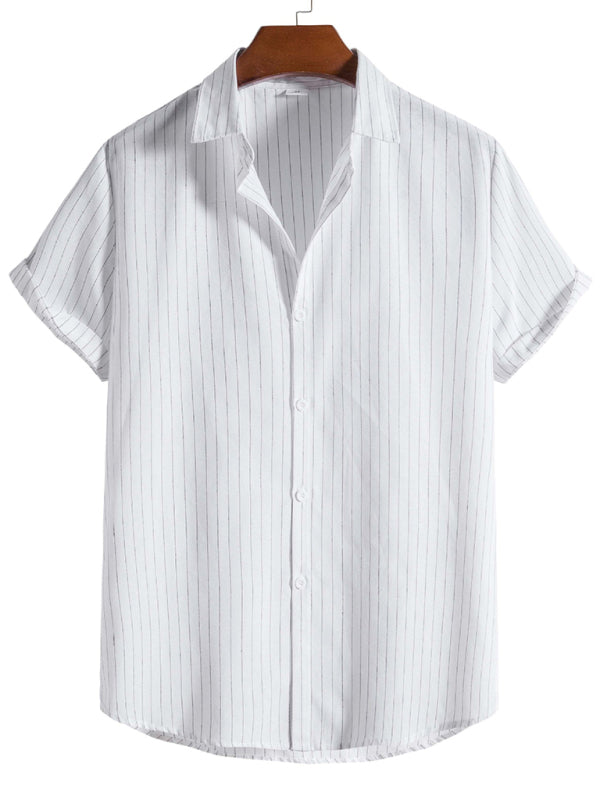 Men's Fashion Trend Casual Striped Short Sleeve Shirt - bertofonsi
