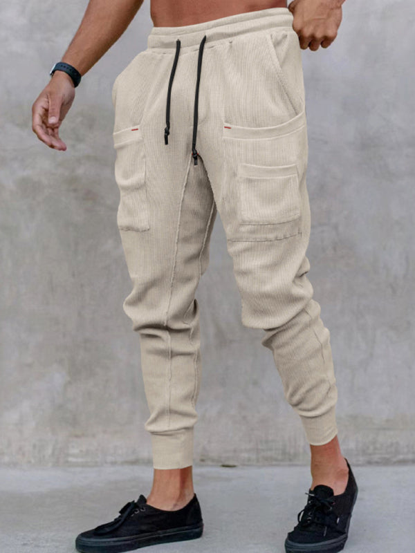 Men's new sports pants, loose legged, multi-pocket casual trousers - bertofonsi