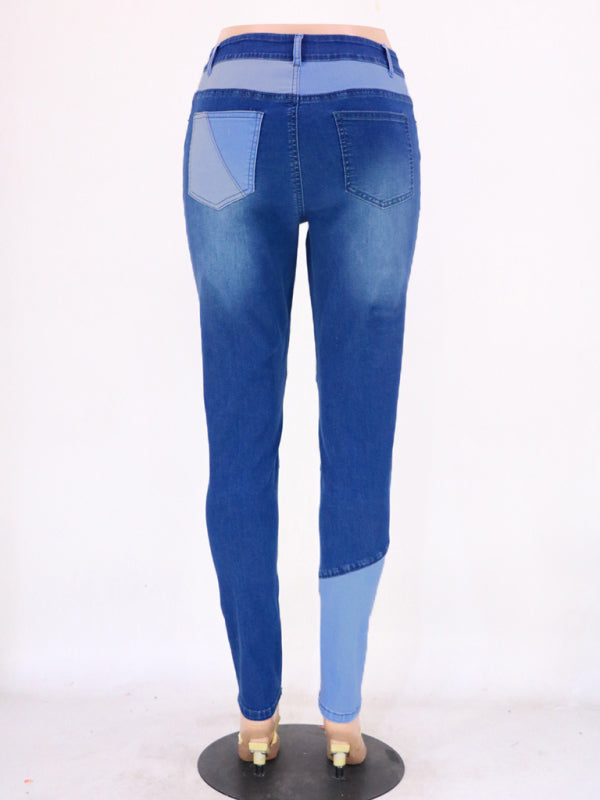 Women's High Waist Colorblock Skinny Jeans - bertofonsi
