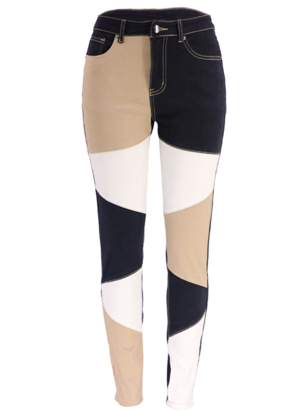 Women's High Waist Colorblock Skinny Jeans - bertofonsi