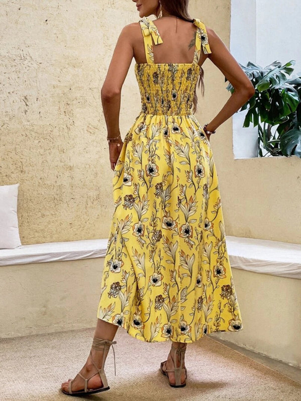 Sexy Slim Dress Sleeveless Sling Print Temperament Women's Long Dress - bertofonsi